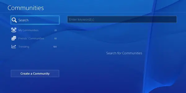 Comunidades en PS4 ahora te permite buscar nombres de grupos