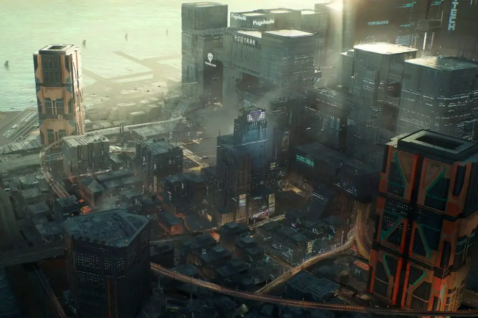 El arte conceptual de Cyberpunk 2077 muestra el distrito de