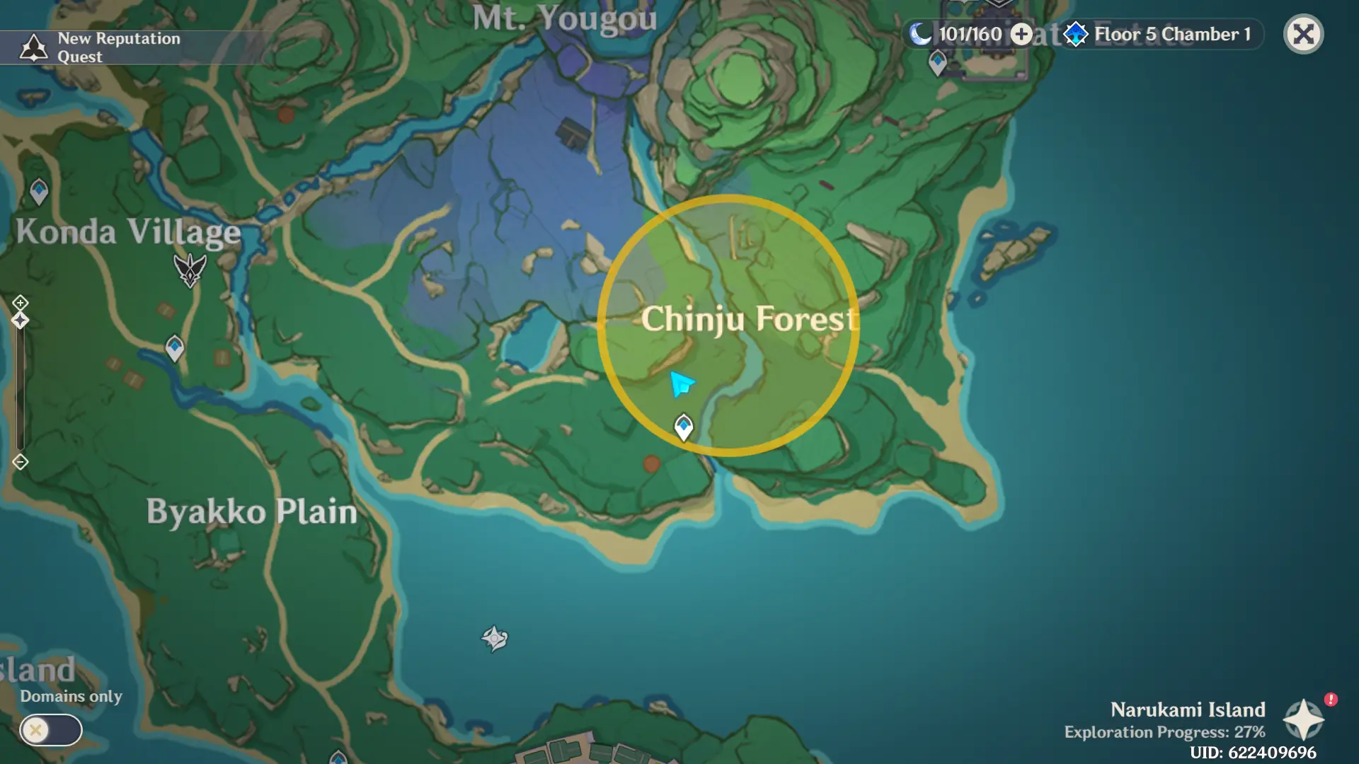Imagen que muestra la ubicación de la moneda de hierro de Genshin Impact