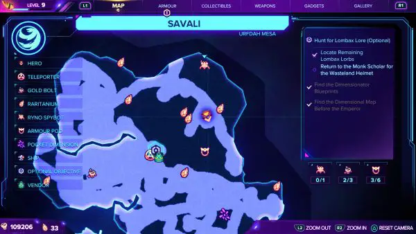 Ubicación del mapa del robot espía Savali de Ratchet & Clank