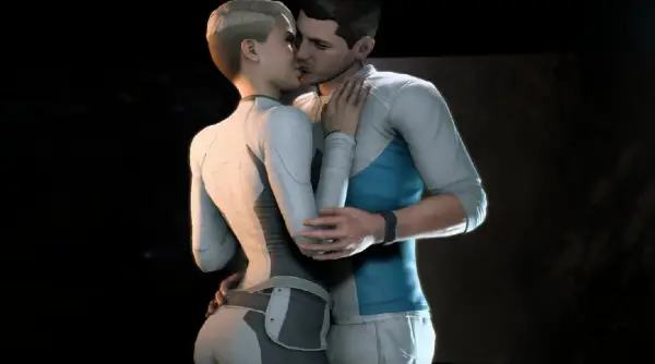 Mass Effect Escena romantica de Andromeda mira a Scott y