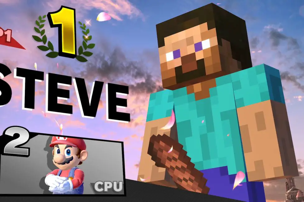 Minecraft Steves Smash Bros Ultimate pose de victoria parece que