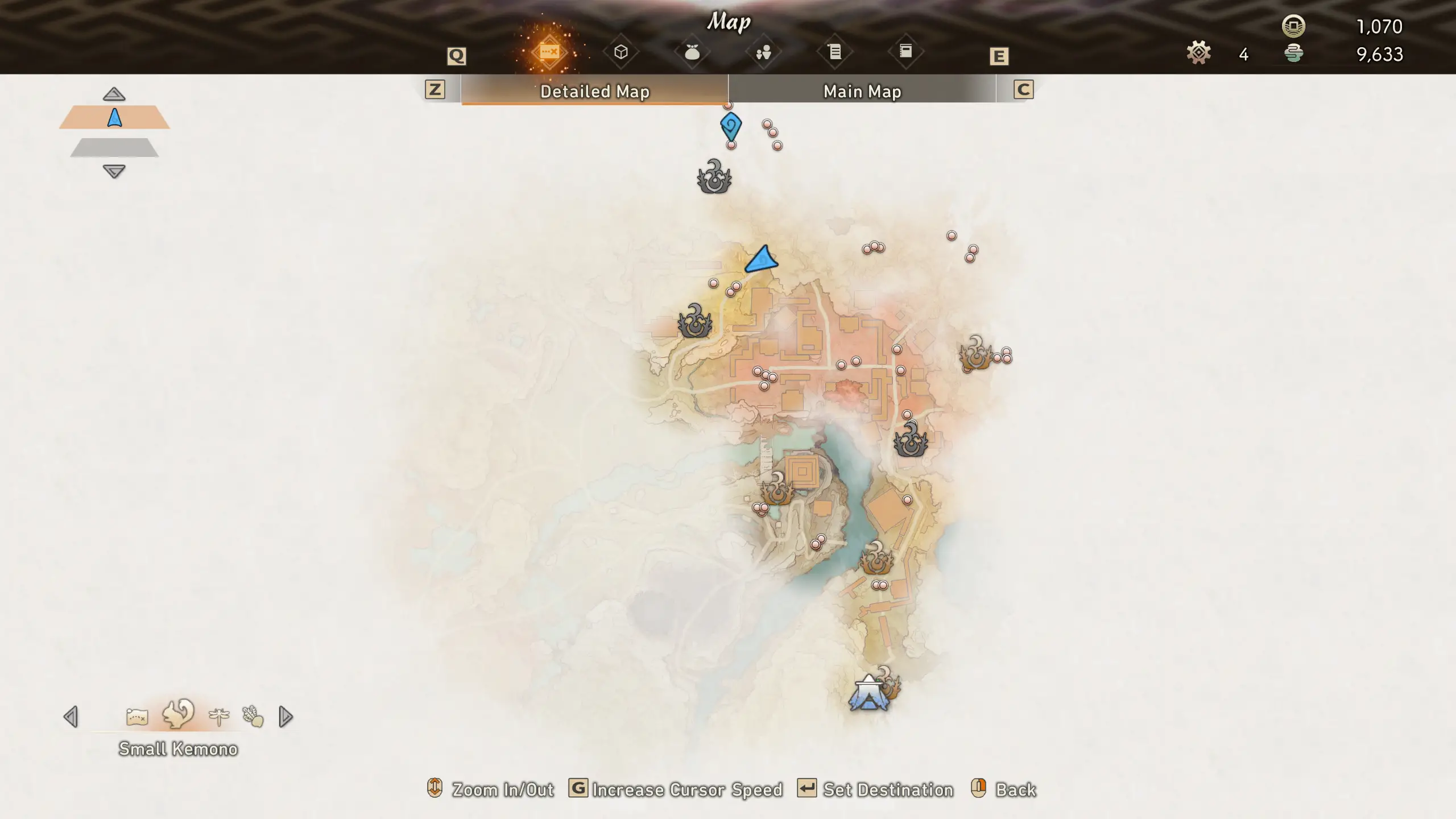 Vista de mapa de la ubicación de la piedra espejo en Heart of the Wild