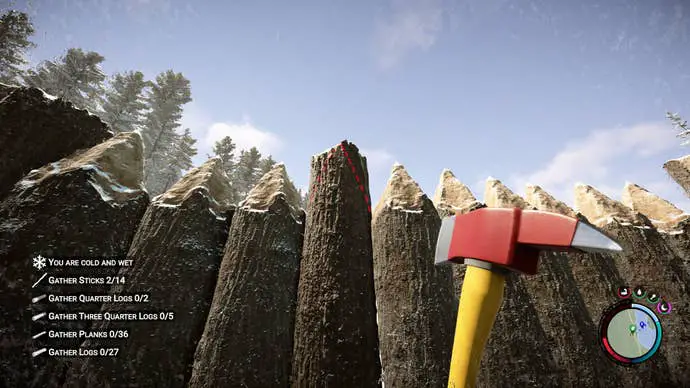 Los jugadores tallan púas en las paredes defensivas en Children of the Forest
