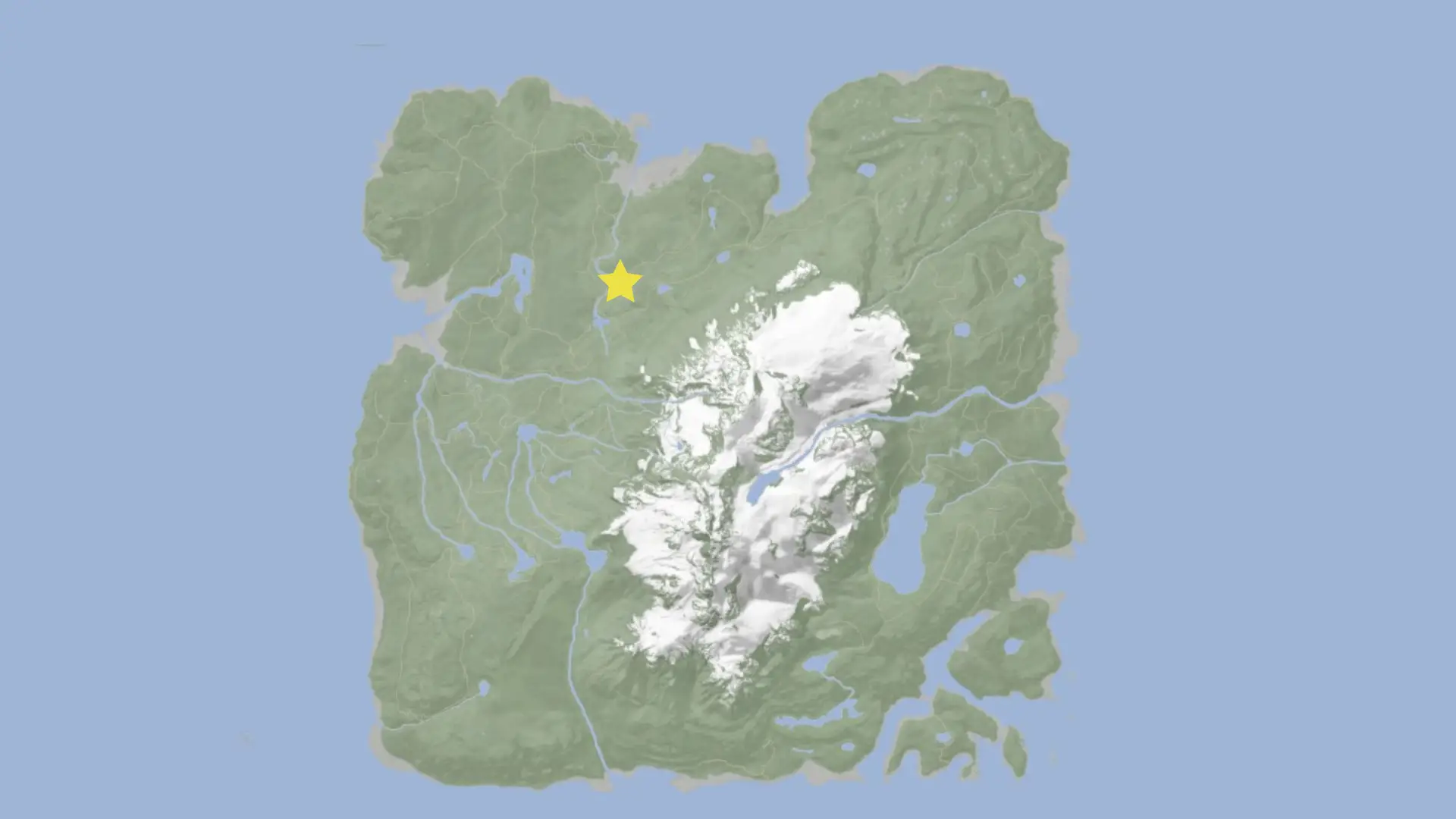 Una estrella en el mapa de Children of the Forest que marca la ubicación del Mantenimiento A