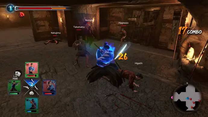 Capturas de pantalla de batalla en Like a Dragon: Ishin
