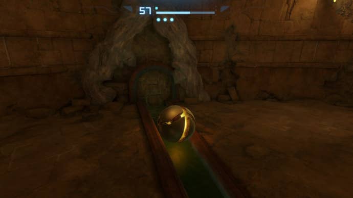 Samus se enfrenta a un pequeño muro que se puede volar en Metroid Prime Remastered