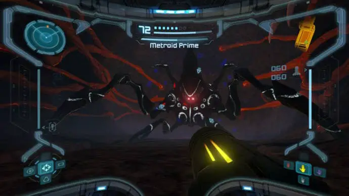 Los jugadores miran al jefe en Metroid Prime Remastered, Metroid Prime
