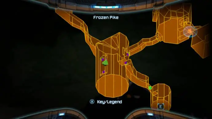 Mapa de Frozen Pike en Metroid Prime Remastered