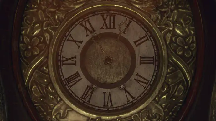 11:04 Aparece la esfera del reloj del abuelo en el remake de Resident Evil 4