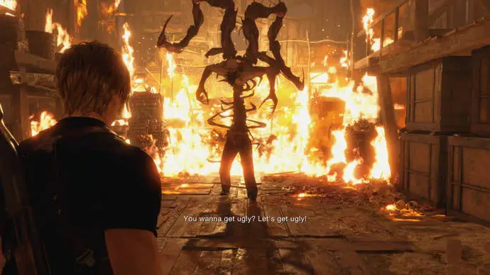 Bitores Méndez en la primera fase de la pelea del jefe en Resident Evil 4 Remake