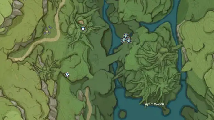 Ubicación de Genshin Impact Kalpalata Lotus: un mapa que muestra la ubicación de Kalpalata Apam Woods