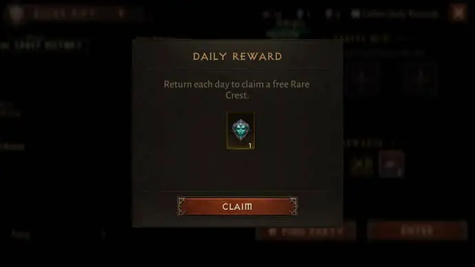 Recompensas diarias de emblemas raros gratis para Diablo Immortal
