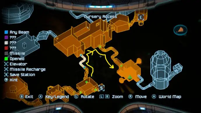 Mapa de marcadores para Chozo Ruins en Metroid Prime Remastered