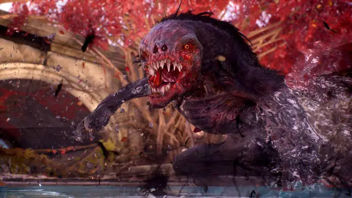 En el DLC Outriders Worldslayer, una bestia alienígena gigante ataca al jugador.