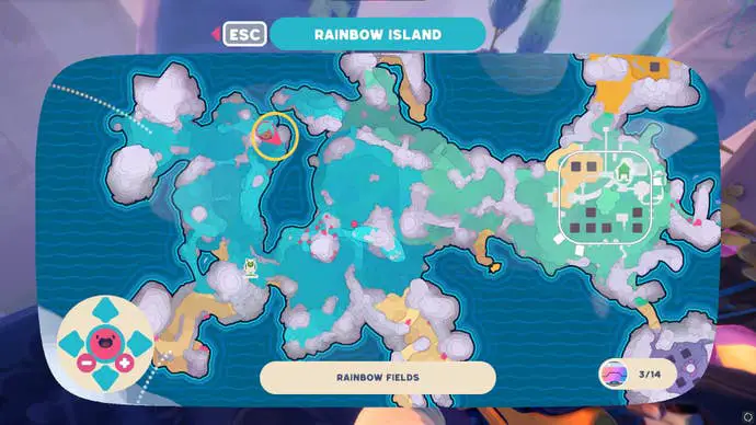 La ubicación de Pink Gordo Slime se muestra en el mapa de Slime Rancher 2
