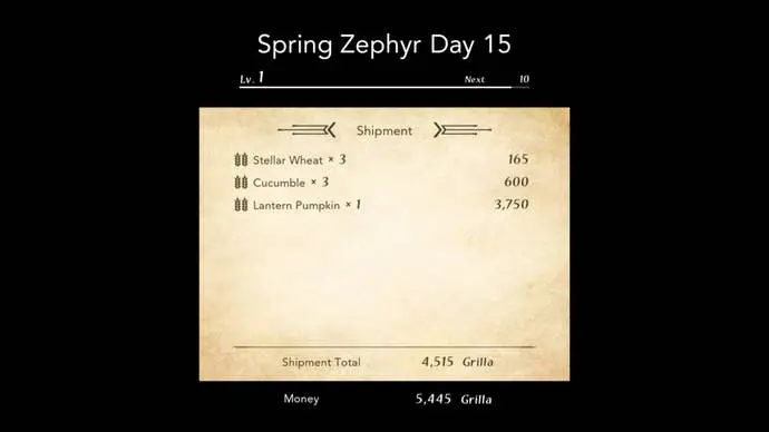 Harvestella muestra los resultados de los envíos diarios del jugador