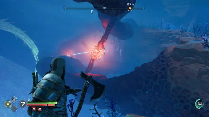 Kratos desata una criatura gigante con su hacha en Ragnarok: Secrets of the Sands