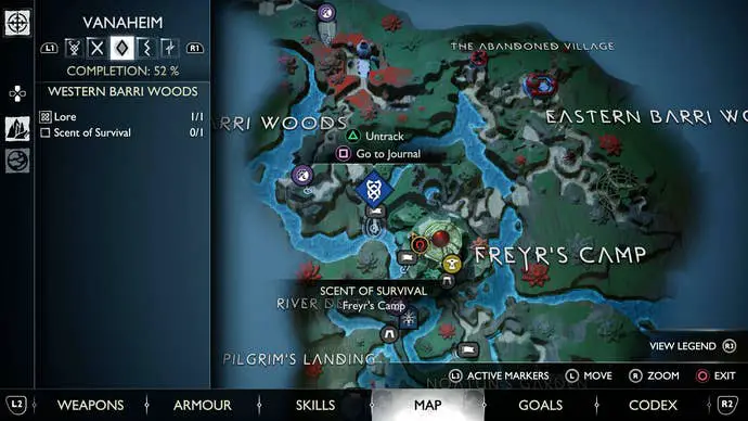 Dónde encontrar la vista de mapa para la misión Survival Smell en God of War Ragnarok