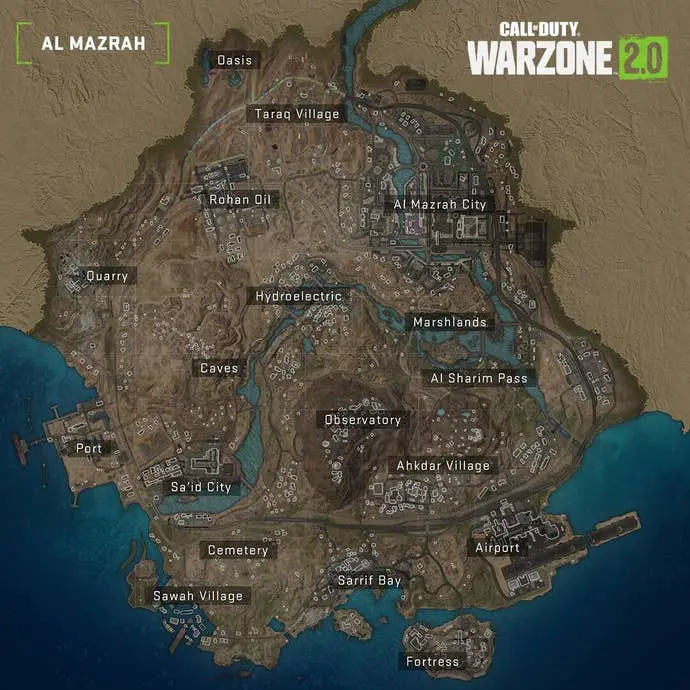 Mapa de Al Mazrah de Warzone 2.0 Temporada 1